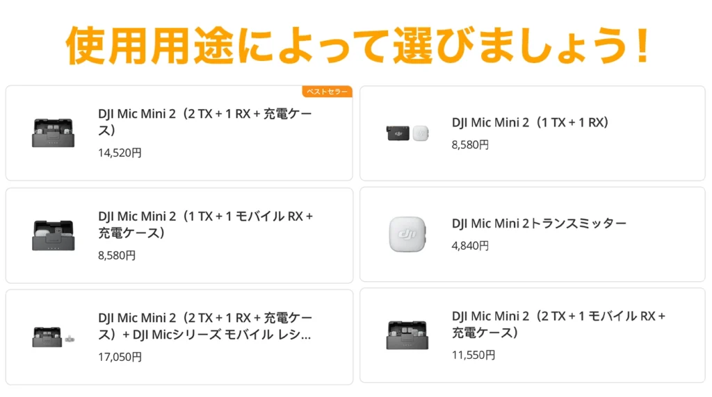 DJI mic mini2 種類 違い
