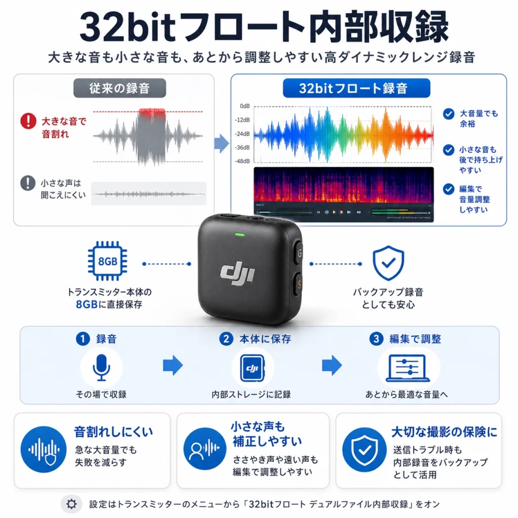 DJI Mic3 32bitフロート内部収録