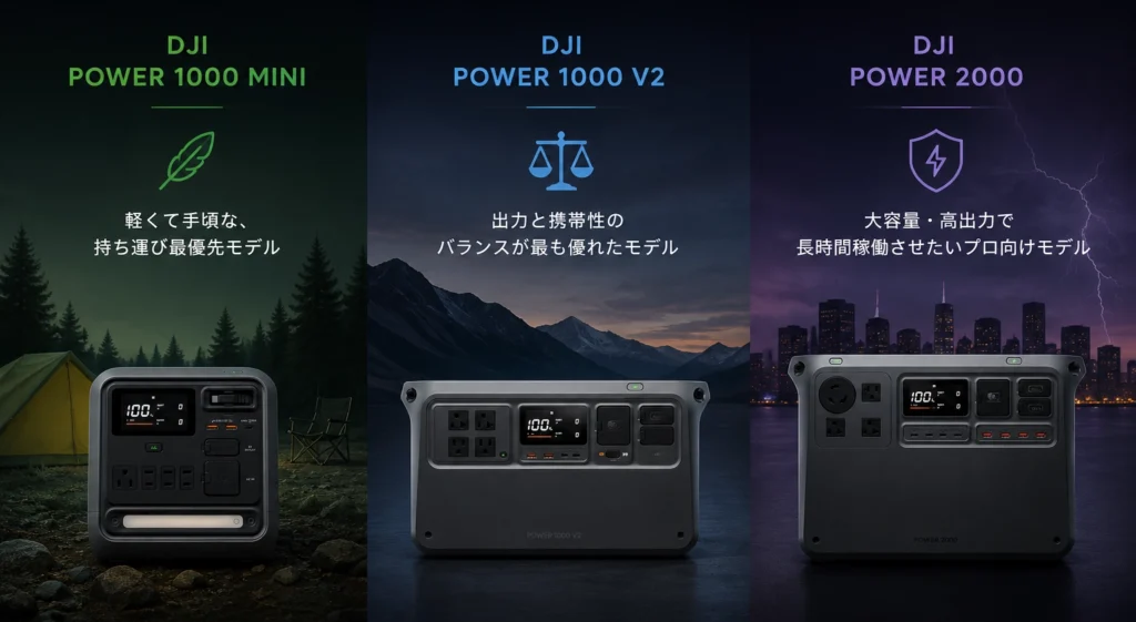 DJI Power 1000 Mini・Power 1000 V2・Power 2000の特徴と選び方