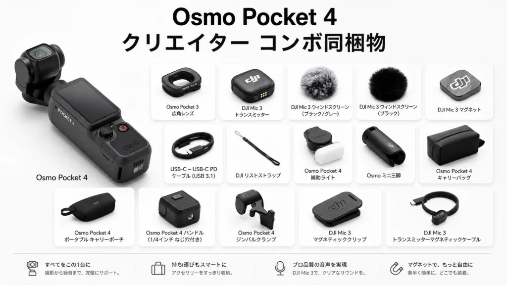 DJI Pocket4 クリエイターコンボ 違い