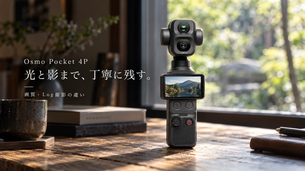 DJI Osmo Pocket 4Pを明暗差のある窓辺に置いた画質・Log撮影のイメージ