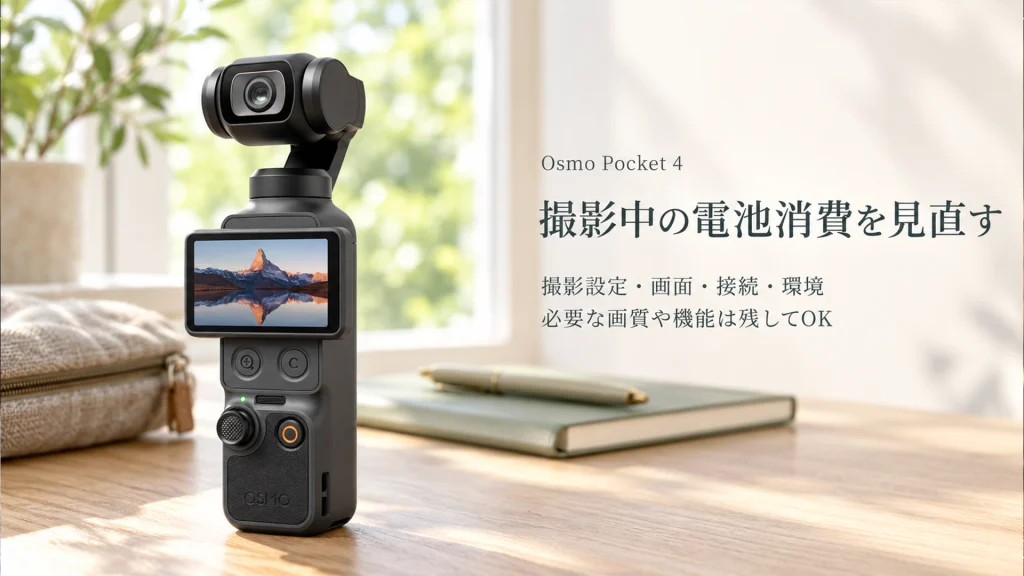 Osmo Pocket 4の電池消費を見直すポイント：撮影設定・画面・接続・環境